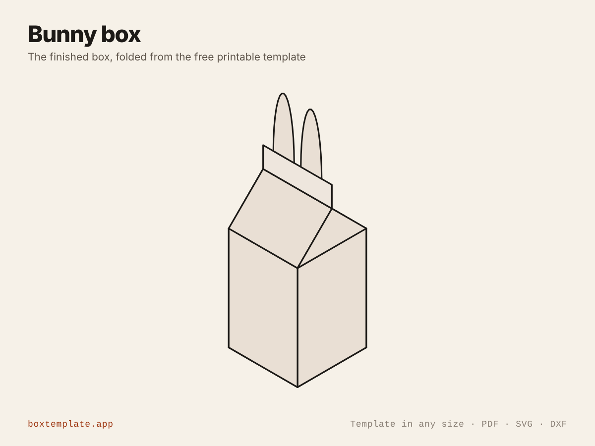 Bunny box folded up from the template — the finished box