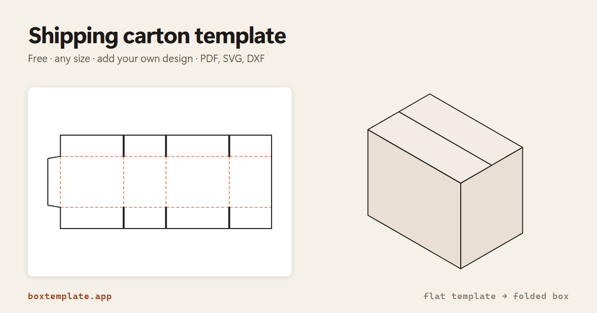 Shipping Box Template — Regular Slotted Carton (RSC), Free PDF