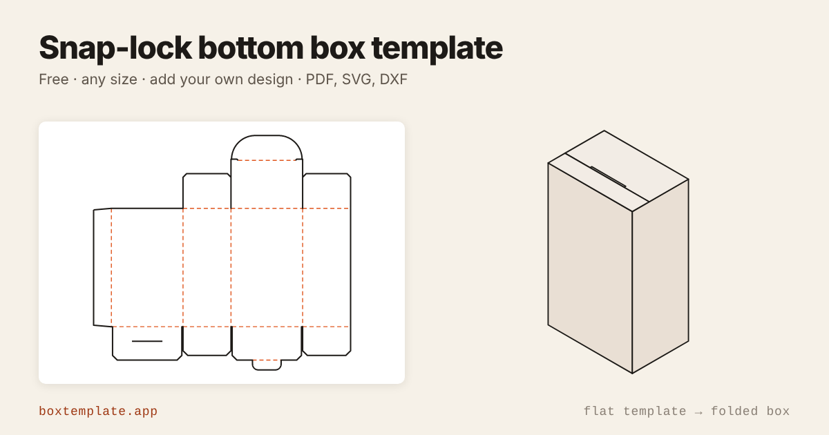 Snap Lock Bottom Box Template — Free 1-2-3 Carton